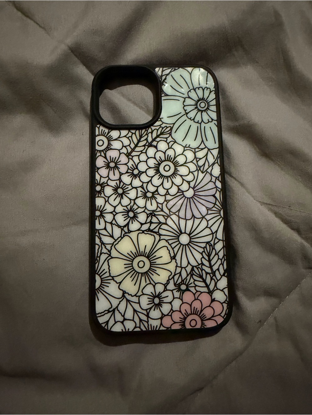 SHEIN Pastel Floral Phone Case with Black Border